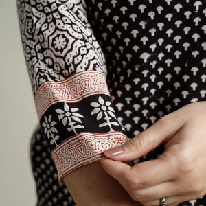 Black - Block Print Cotton Straight Bagh Kurta