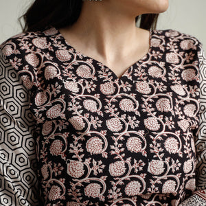 Black - Block Print Cotton Straight Bagh Kurta