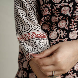 Black - Block Print Cotton Straight Bagh Kurta