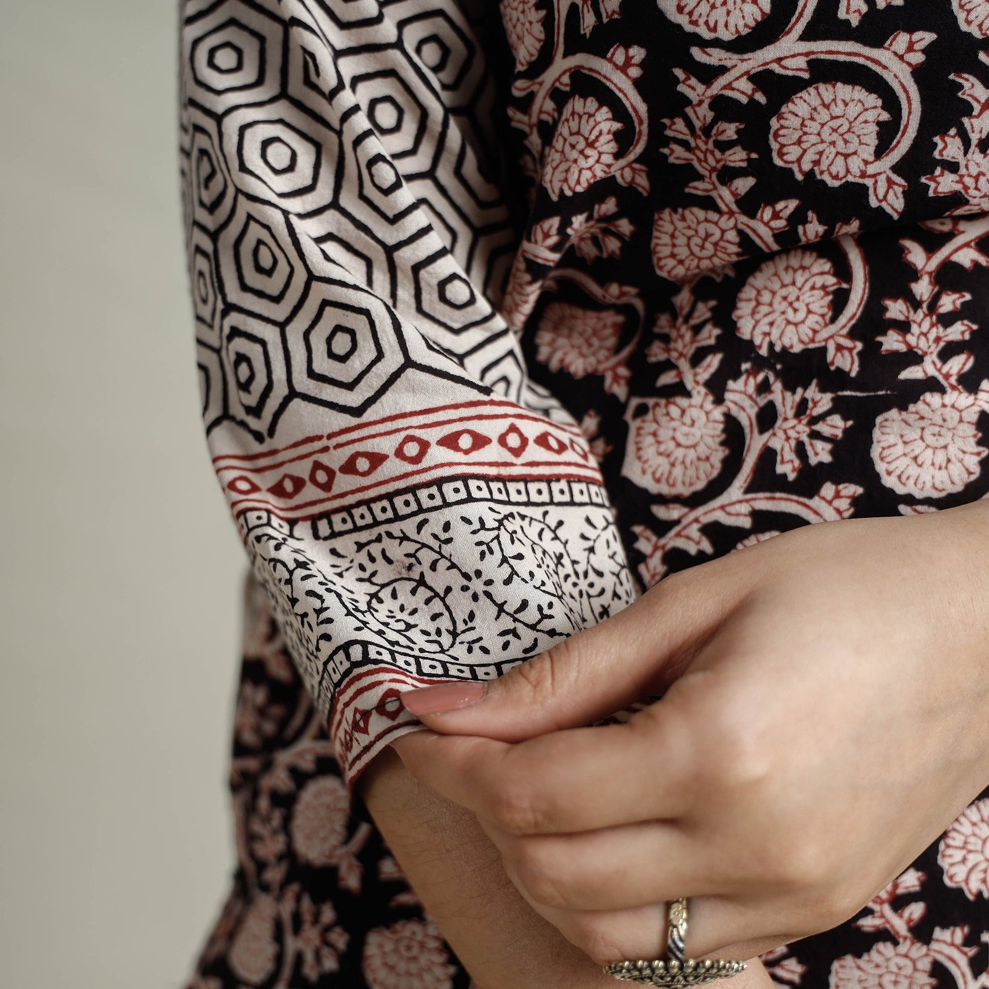 Black - Block Print Cotton Straight Bagh Kurta