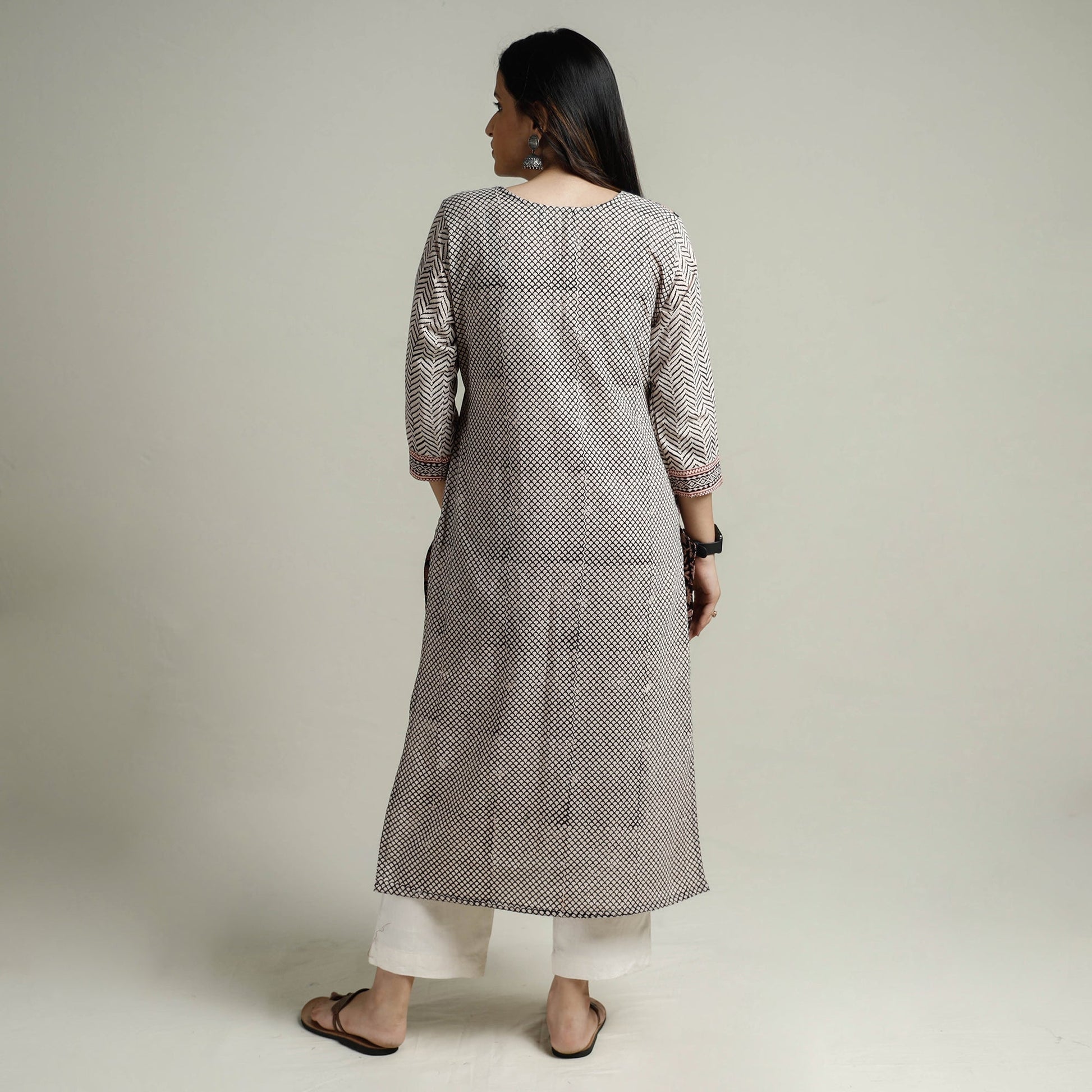 Black - Block Print Cotton Straight Bagh Kurta
