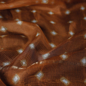 Brown - Bandhani Tie-Dye Kota Doria Silk Dupatta with Tassels