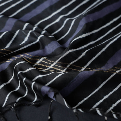 Black - Leheriya Tie-Dye Chanderi Silk Dupatta with Tassels