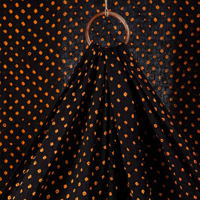 Black - Kutch Bandhani Tie-dye Soft Cotton Fabric