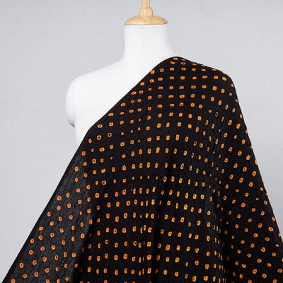 Black - Kutch Bandhani Tie-dye Soft Cotton Fabric