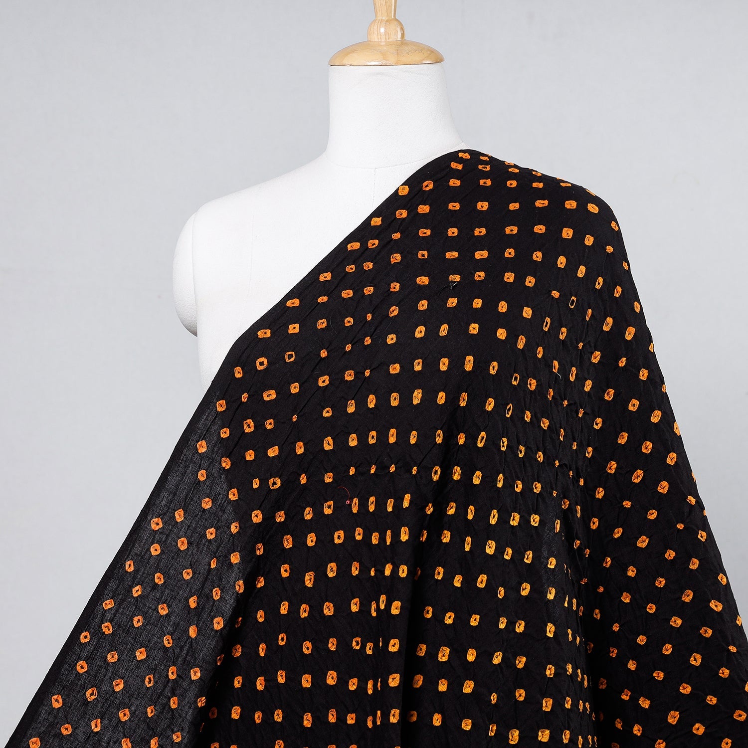 Black - Kutch Bandhani Tie-dye Soft Cotton Fabric