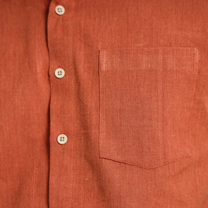 Brown - Plain Handloom Cotton Men Half Sleeve Shirt