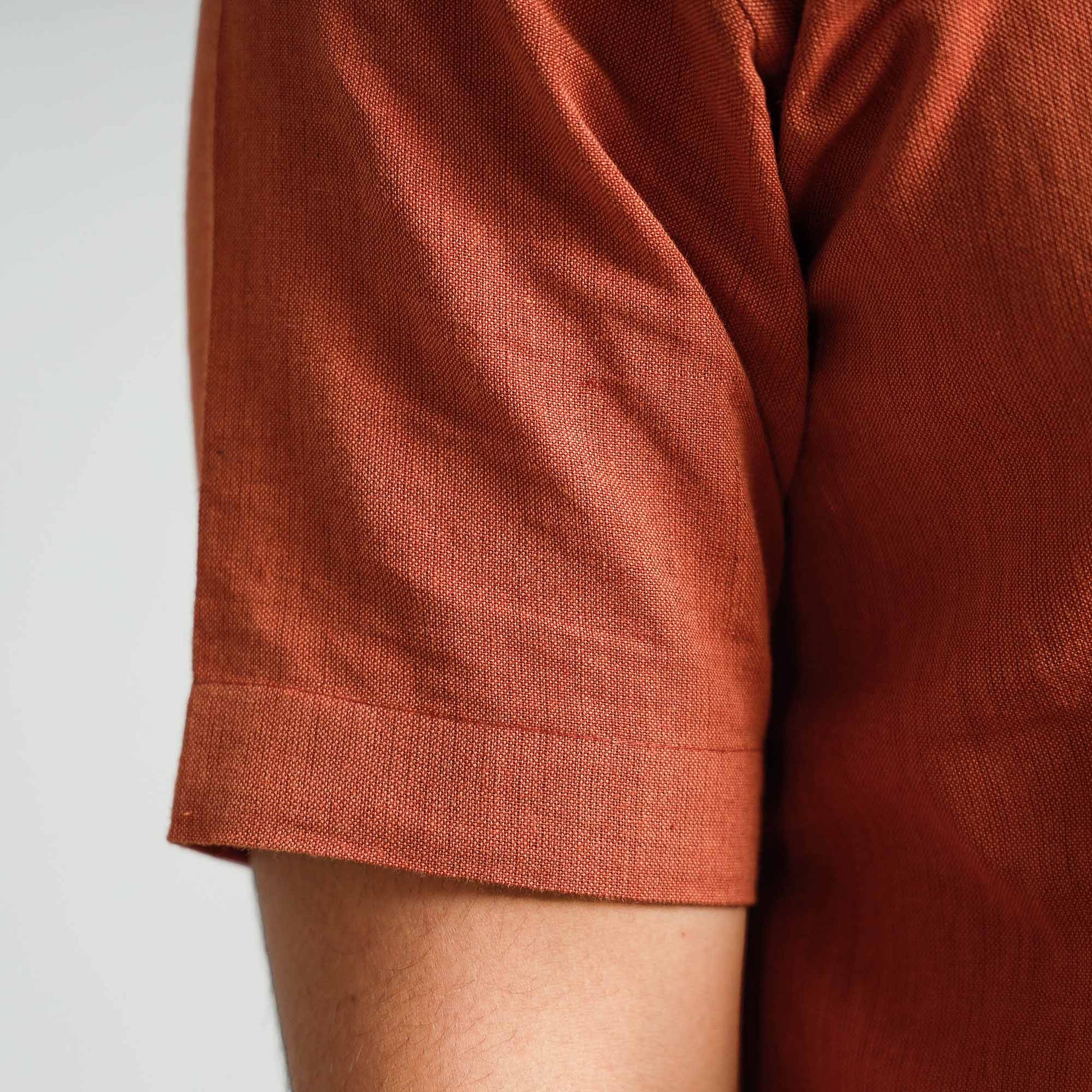 Brown - Plain Handloom Cotton Men Half Sleeve Shirt