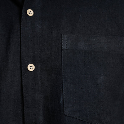 Black - Plain Handloom Cotton Men Half Sleeve Shirt
