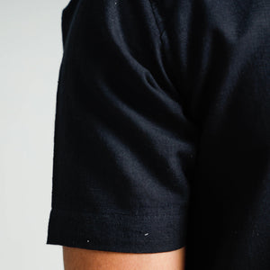 Black - Plain Handloom Cotton Men Half Sleeve Shirt