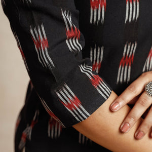 Black Pochampally Ikat Weave Cotton Long Kurta