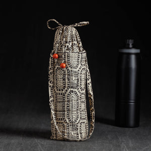 Beige - Block Printed Cotton 1L Water Bottle Cover