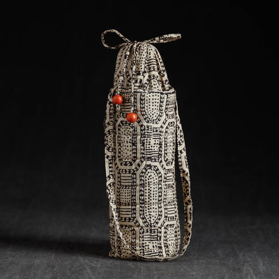 Beige - Block Printed Cotton 1L Water Bottle Cover