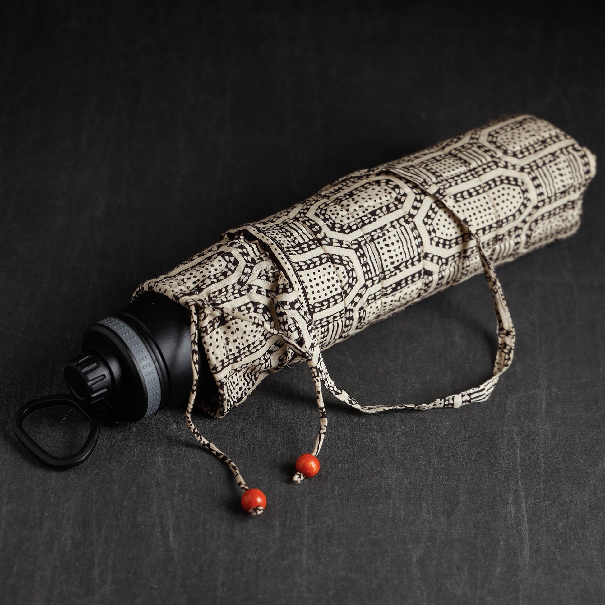 Beige - Block Printed Cotton 1L Water Bottle Cover