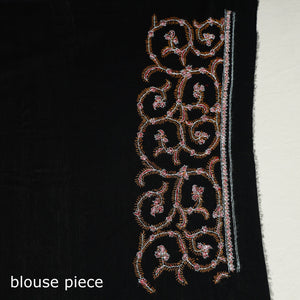 Black - Kashidakari Hand Embroidery Chanderi Silk Saree with Zari Border