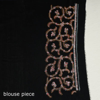 Black - Kashidakari Hand Embroidery Chanderi Silk Saree with Zari Border