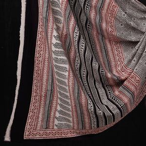 Black - 3pc Natural Dyed Cotton Bagh Print Suit Material Set 09