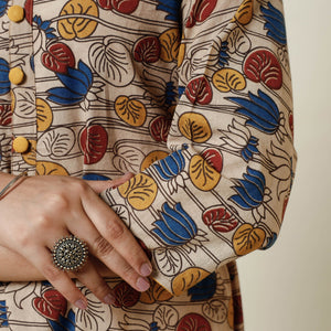 Beige - Kalamkari Printed Cotton Long Kurta
