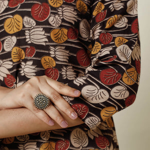 Brown - Kalamkari Printed Cotton Long Kurta