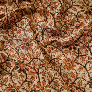 Beige - Pedana Kalamkari Block Printed Cotton Fabric