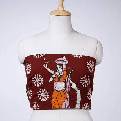 Brown - Hand Batik Printing Cotton Blouse Piece