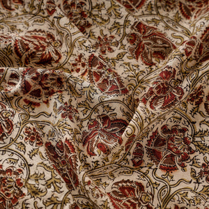 Beige - Pedana Kalamkari Block Printed Cotton Fabric