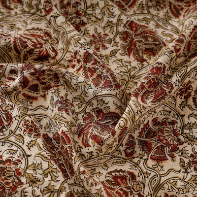 Beige - Pedana Kalamkari Block Printed Cotton Fabric