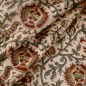 Beige - Pedana Kalamkari Block Printed Cotton Fabric