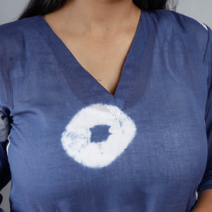 Blue & White - Shibori Tie-Dye Mul Cotton Long Kurta