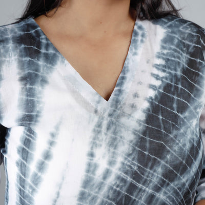 Black & White - Shibori Tie-Dye Mul Cotton Long Kurta
