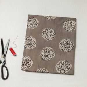 Brown - Bindaas Block Art Printed Cotton Natural Dyed Precut Fabric (1.5 meter)