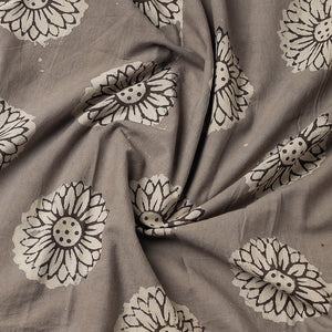 Brown - Bindaas Block Art Printed Cotton Natural Dyed Precut Fabric (1.5 meter)