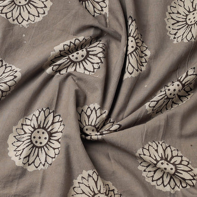 Brown - Bindaas Block Art Printed Cotton Natural Dyed Precut Fabric (1.5 meter)