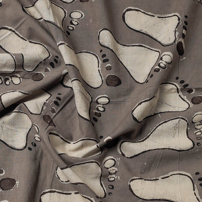 Brown - Bindaas Block Art Printed Cotton Natural Dyed Precut Fabric (1.3 meter)