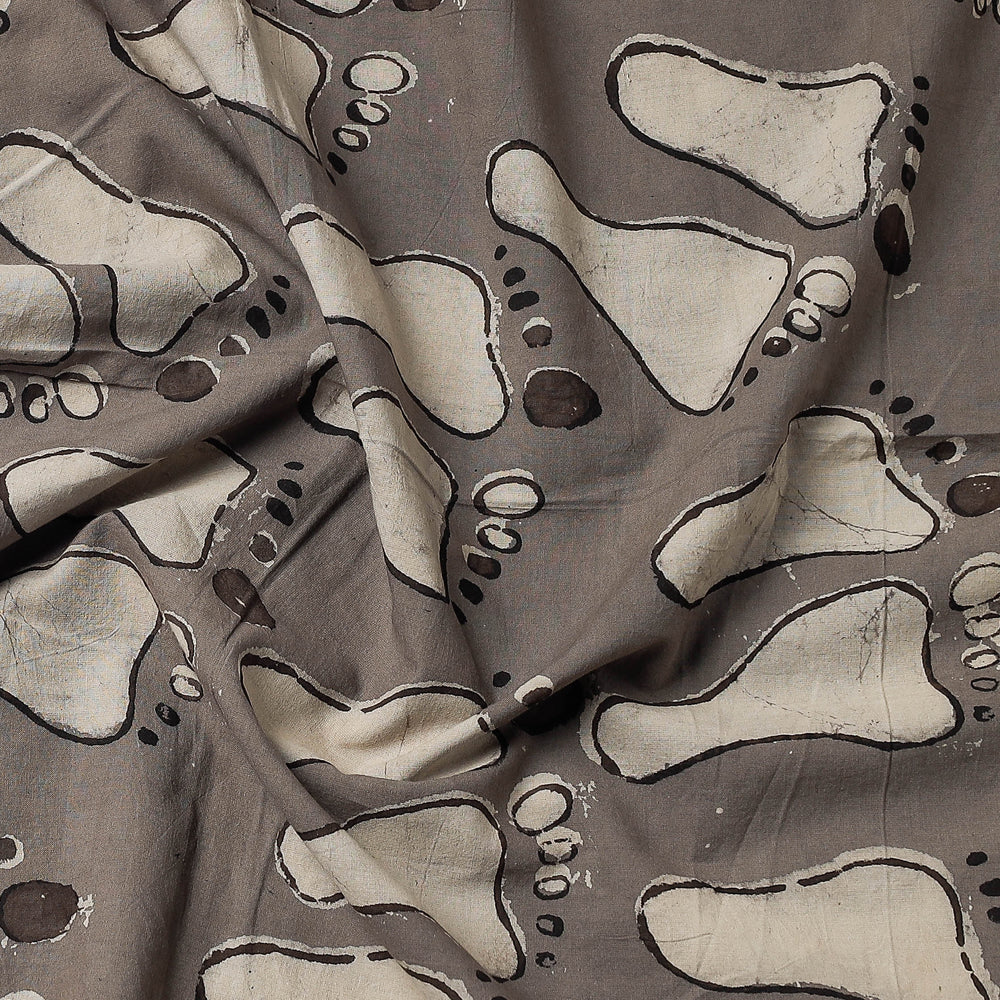 Brown - Bindaas Block Art Printed Cotton Natural Dyed Precut Fabric (1.3 meter)