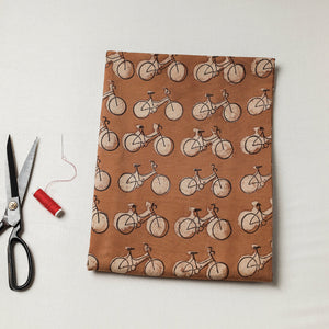 Brown - Bindaas Block Art Printed Cotton  Precut Fabric