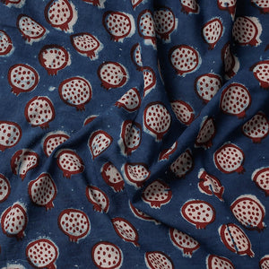 Blue - Bindaas Block Art Printed Cotton Natural Dyed Precut Fabric