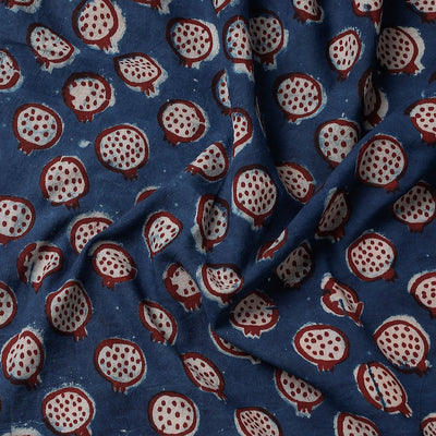Blue - Bindaas Block Art Printed Cotton Natural Dyed Precut Fabric