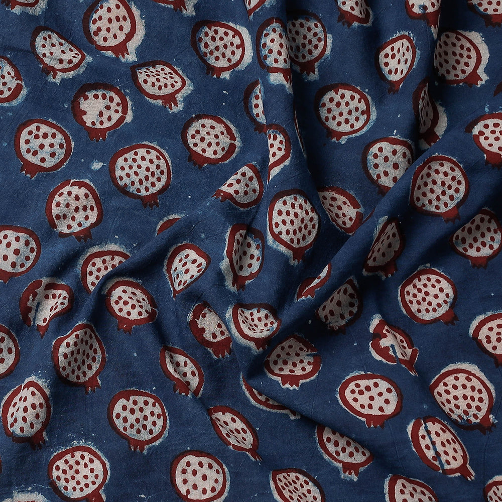 Blue - Bindaas Block Art Printed Cotton Natural Dyed Precut Fabric