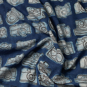 Blue - Bindaas Block Art Printed Cotton Natural Dyed Precut Fabric