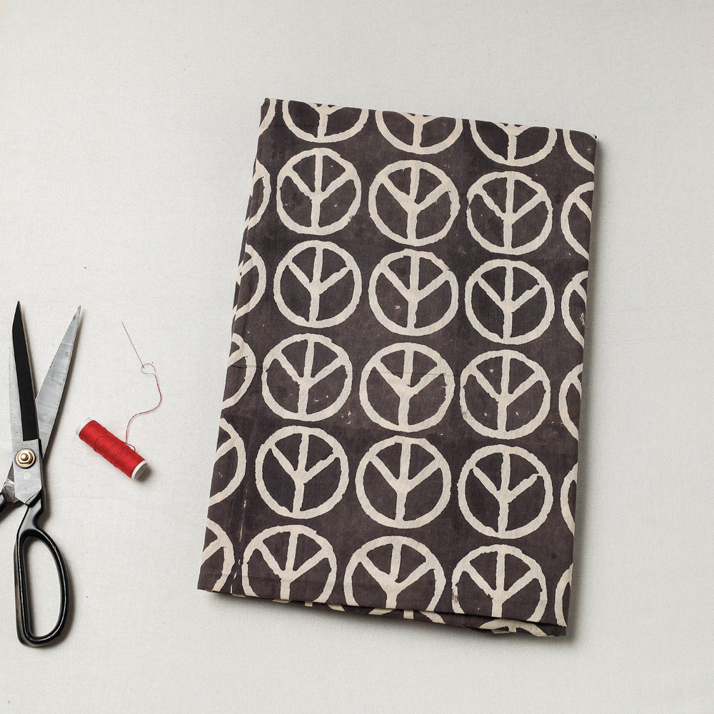 Brown - Bindaas Block Art Printed Cotton Natural Dyed Precut Fabric