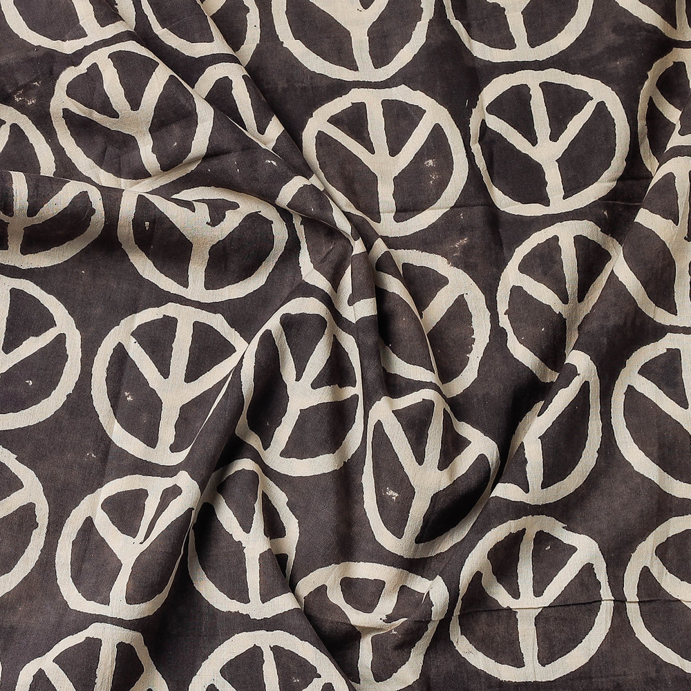 Brown - Bindaas Block Art Printed Cotton Natural Dyed Precut Fabric