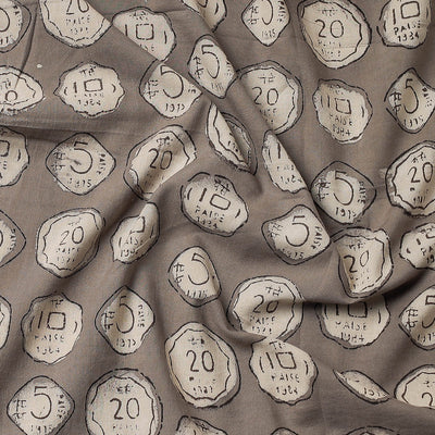 Brown - Bindaas Block Art Printed Cotton Natural Dyed Precut Fabric
