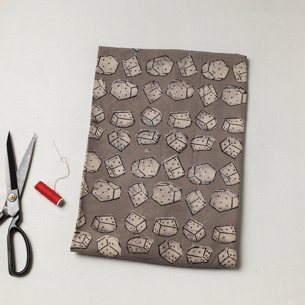 Brown - Bindaas Block Art Printed Cotton Precut Fabric