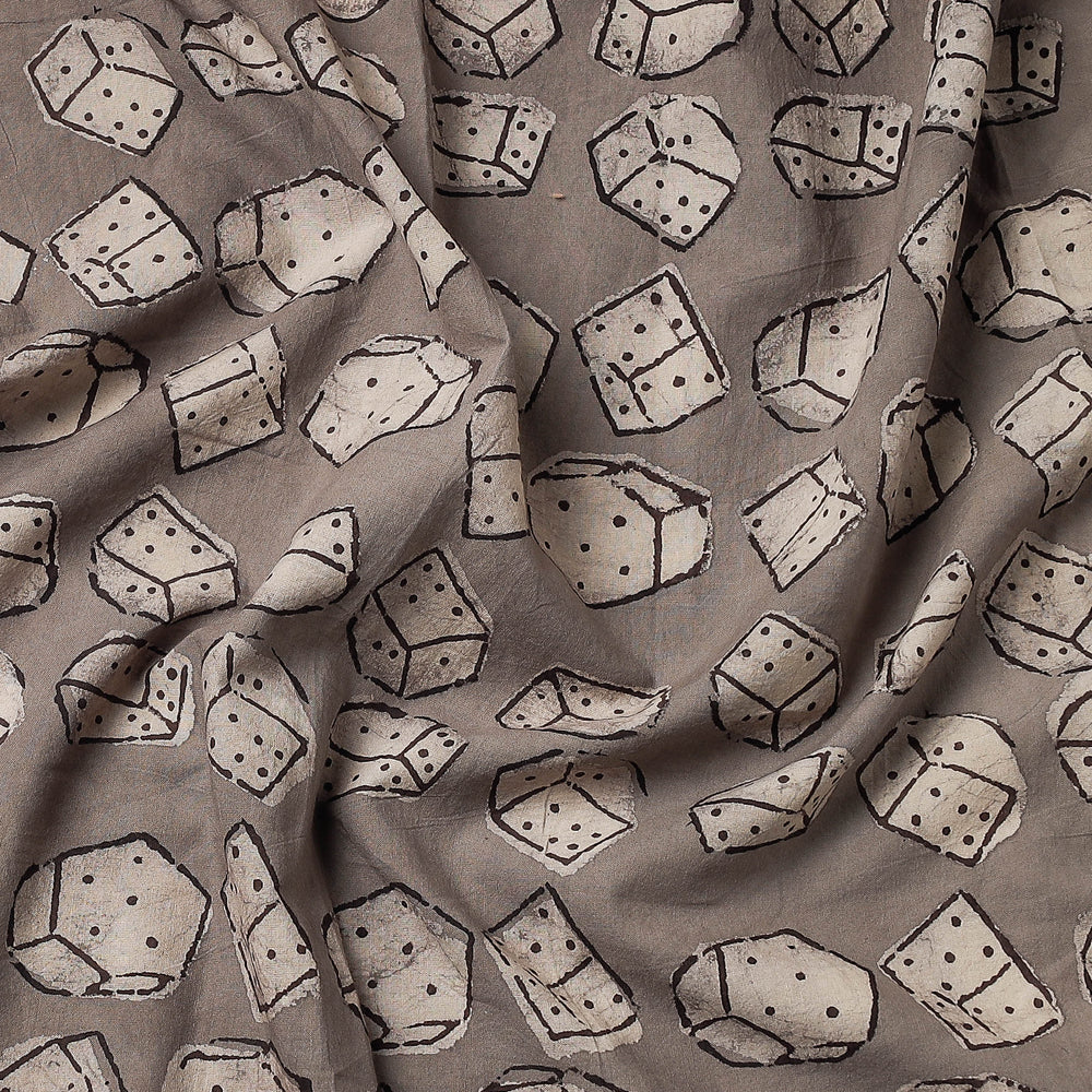 Brown - Bindaas Block Art Printed Cotton Precut Fabric