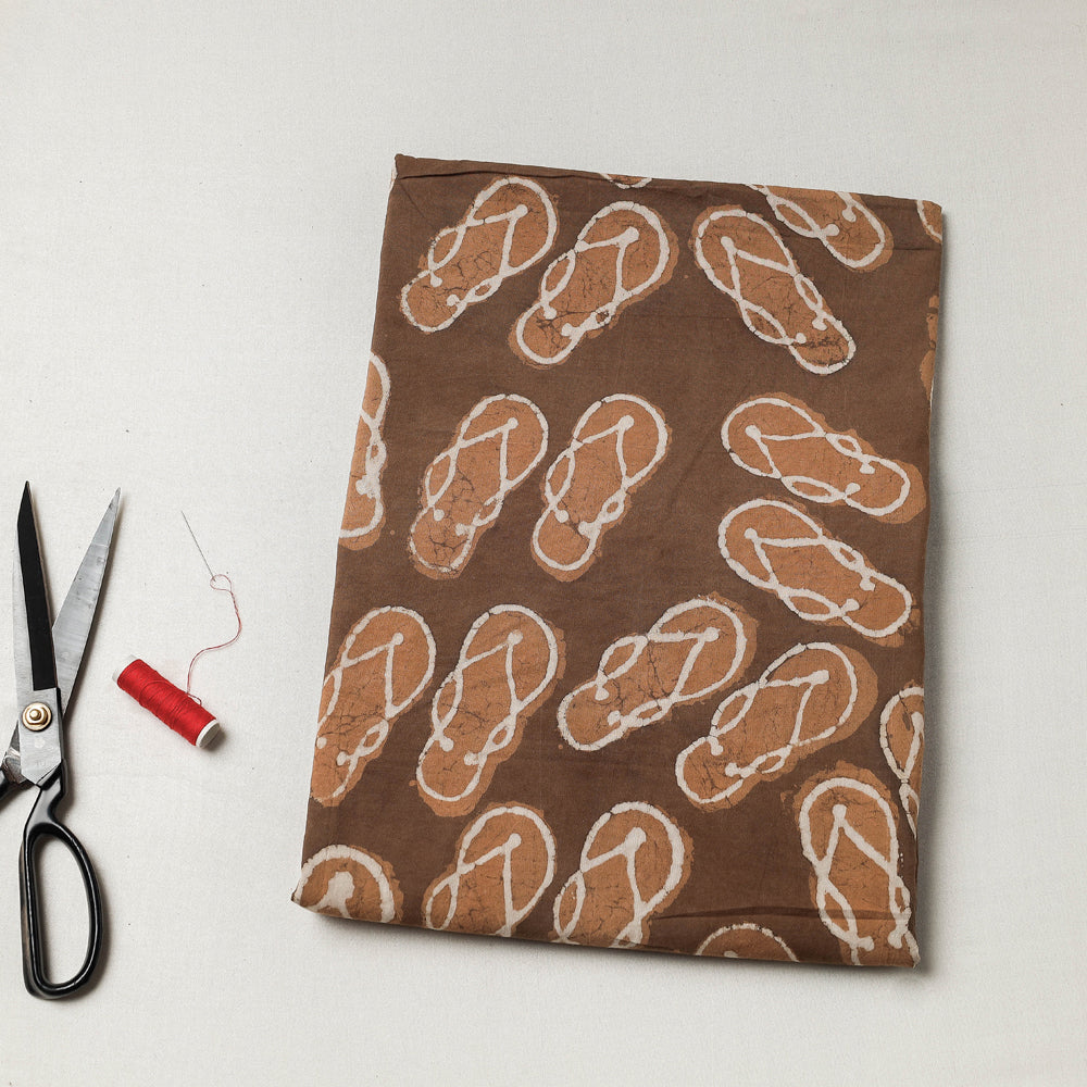 Brown - Bindaas Block Art Printed Cotton Precut Fabric