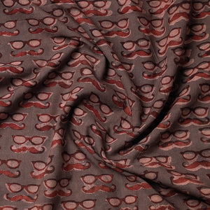 Brown - Bindaas Block Art Printed Cotton Precut Fabric