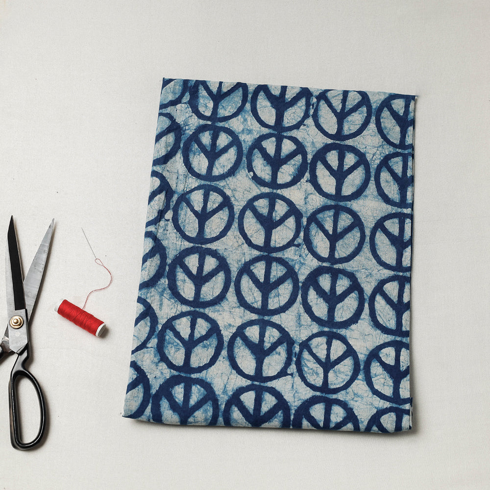 Blue - Bindaas Block Art Printed Cotton Natural Dyed Precut Fabric