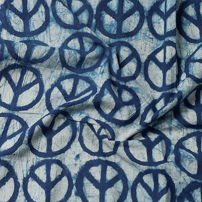 Blue - Bindaas Block Art Printed Cotton Natural Dyed Precut Fabric