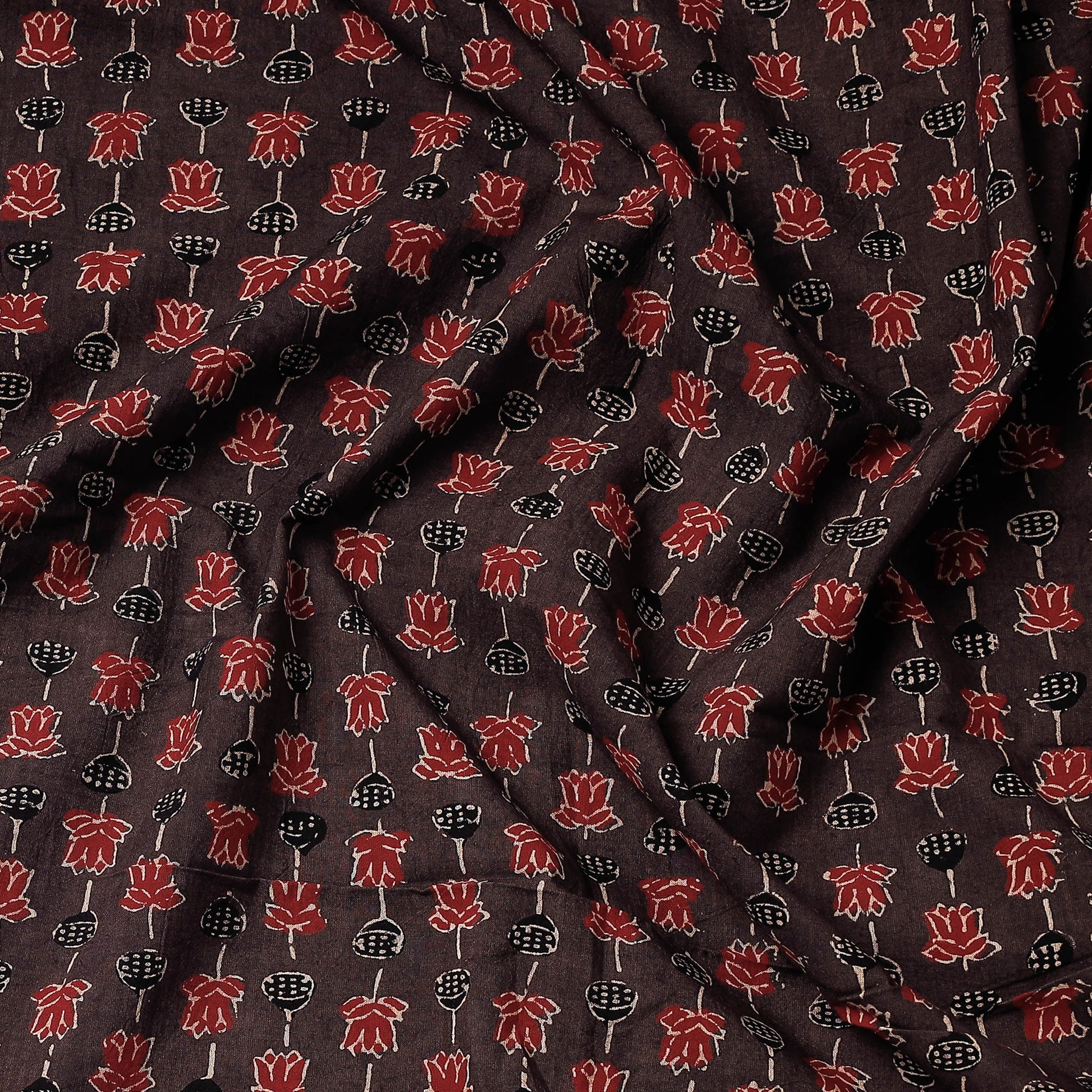 Brown - Ajrakh Block Printed Cotton Precut Fabric